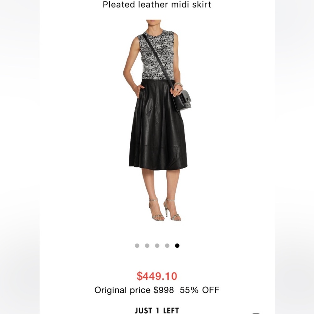 ‼️PRICE FIRM‼️ Tibi Pleated Leather Midi Skirt Size 8 - Picture 8 of 12